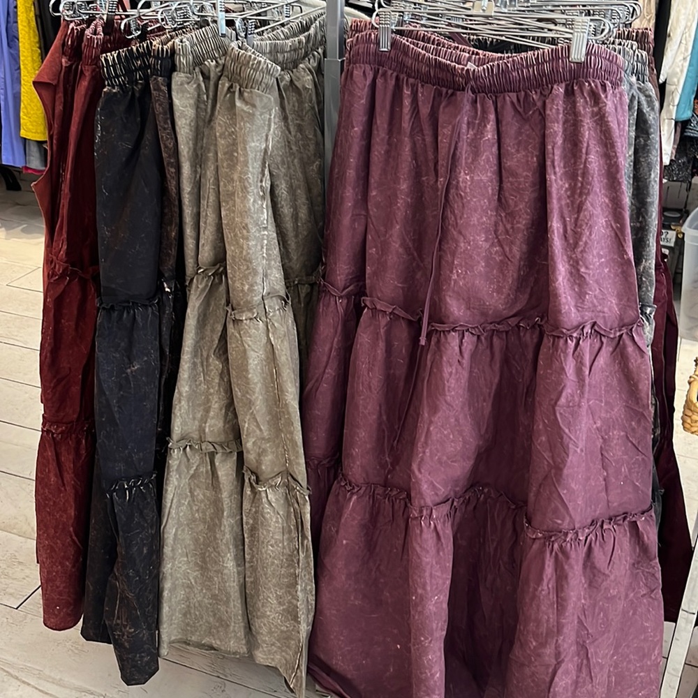 COPY - 3 tiered boho maxi skirt 1X-3X drawstring one size